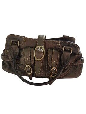 Cromia Italy Leather Metallic BronzeUtility Buckle Multi Pocket Y2K Shoulder Bag